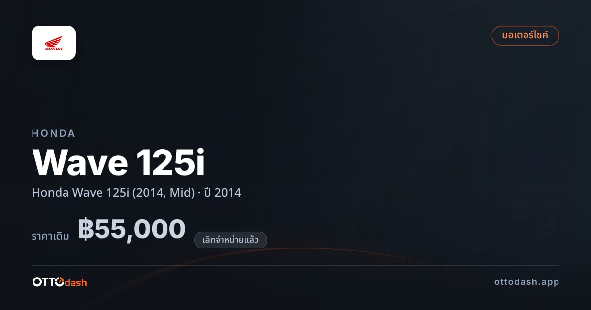 ราคา Honda Wave 125i Honda Wave 125i (2014, Mid) ปี 2014 (ยกเลิกแล้ว) สเปค ไทย