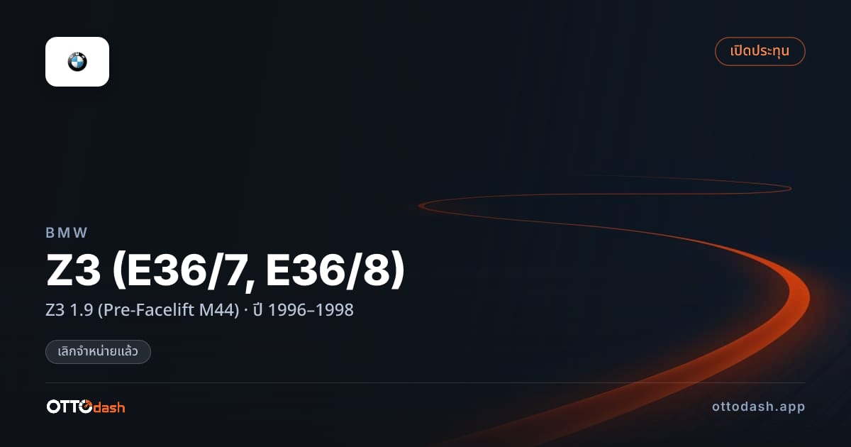 ราคา บีเอ็มดับบลิว Z3 (E36/7, E36/8) Z3 1.9 (Pre-Facelift M44) ปี 1996–1998 (ยกเลิกแล้ว) สเปค ไทย