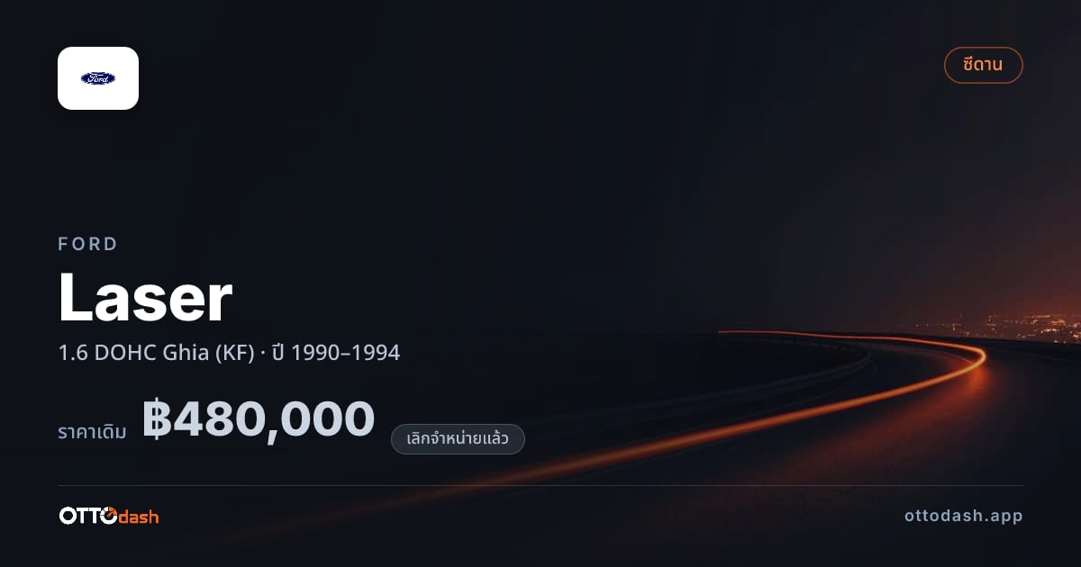ราคา ฟอร์ด เลเซอร์ 1.6 DOHC Ghia (KF) ปี 1990–1994 (ยกเลิกแล้ว) สเปค ไทย
