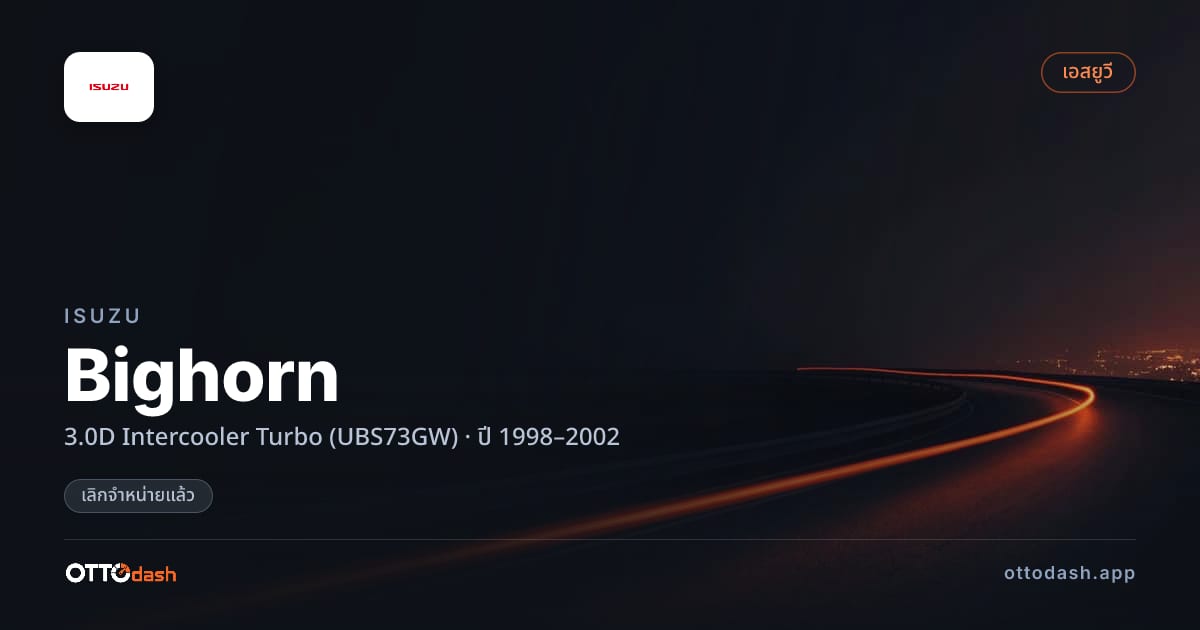 ราคา อีซูซุ Bighorn 3.0D Intercooler เทอร์โบ (UBS73GW) ปี 1998–2002 (ยกเลิกแล้ว) สเปค ไทย