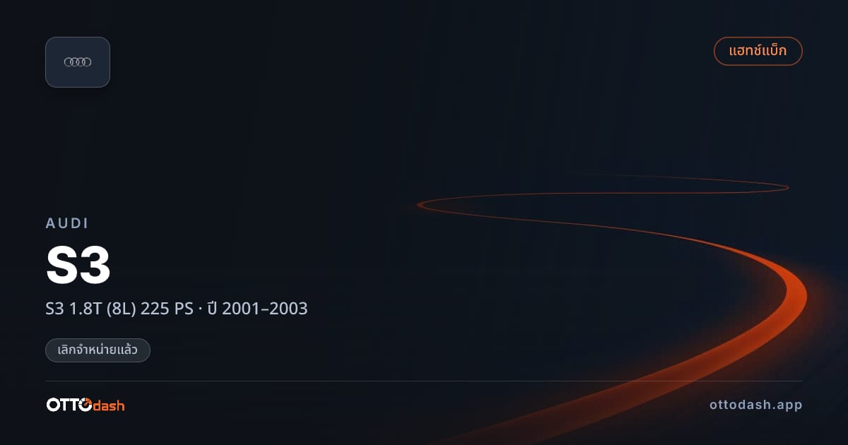 ราคา ออดี้ S3 1.8T (8L) 225 PS ปี 2001–2003 (ยกเลิกแล้ว) สเปค ไทย