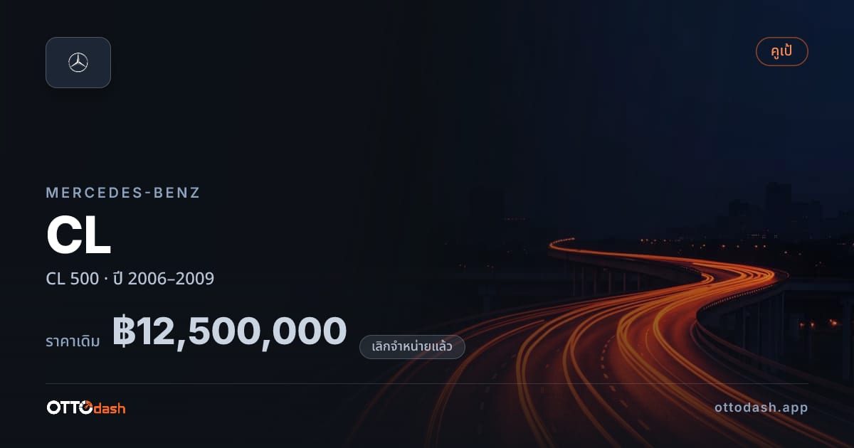 ราคา เบนซ์ ซีแอล 500 ปี 2006–2009 (ยกเลิกแล้ว) สเปค ไทย