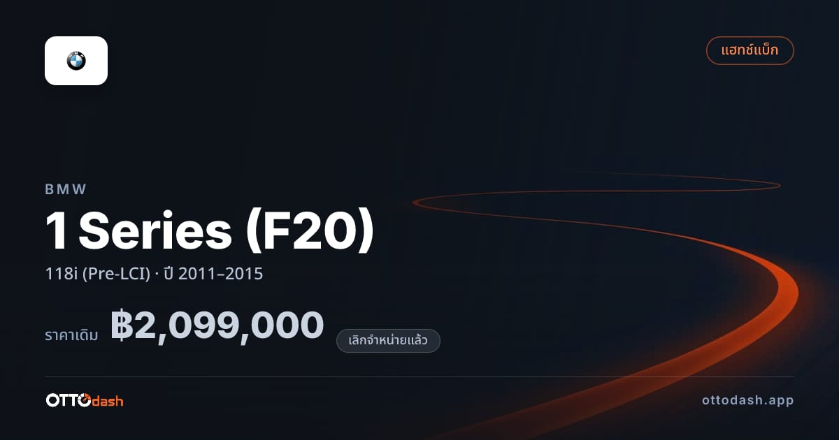 ราคา บีเอ็มดับบลิว ซีรีส์ 1 118i (Pre-LCI) ปี 2011–2015 (ยกเลิกแล้ว) สเปค ไทย