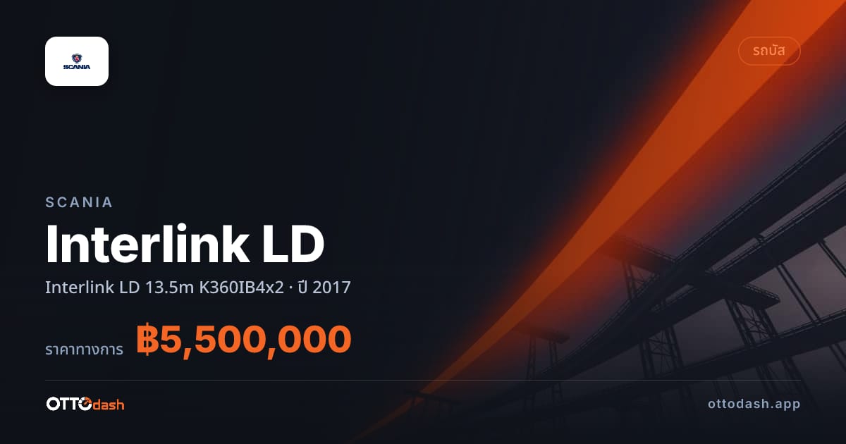 ราคา สแกนเนีย Interlink LD 13.5m K360IB4x2 ปี 2017–ปัจจุบัน สเปค ไทย
