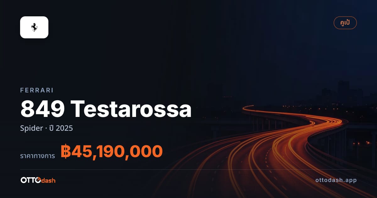 ราคา เฟอร์รารี 849 Testarossa สไปเดอร์ ปี 2025–ปัจจุบัน สเปค ไทย