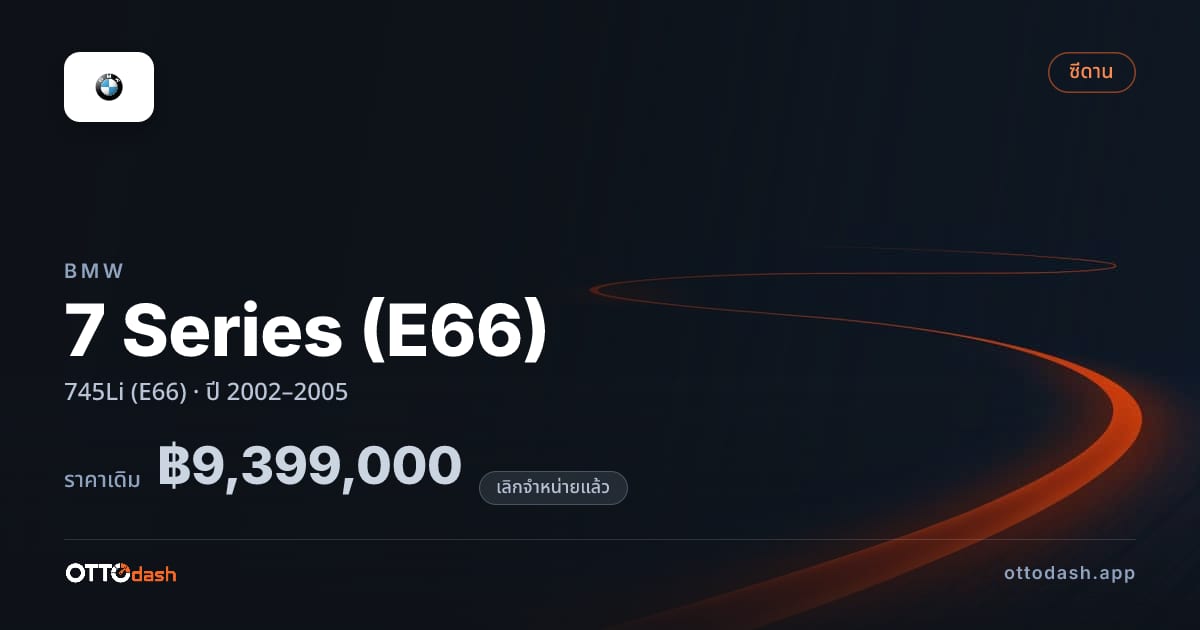 ราคา บีเอ็มดับบลิว ซีรีส์ 7 745Li (E66) ปี 2002–2005 (ยกเลิกแล้ว) สเปค ไทย