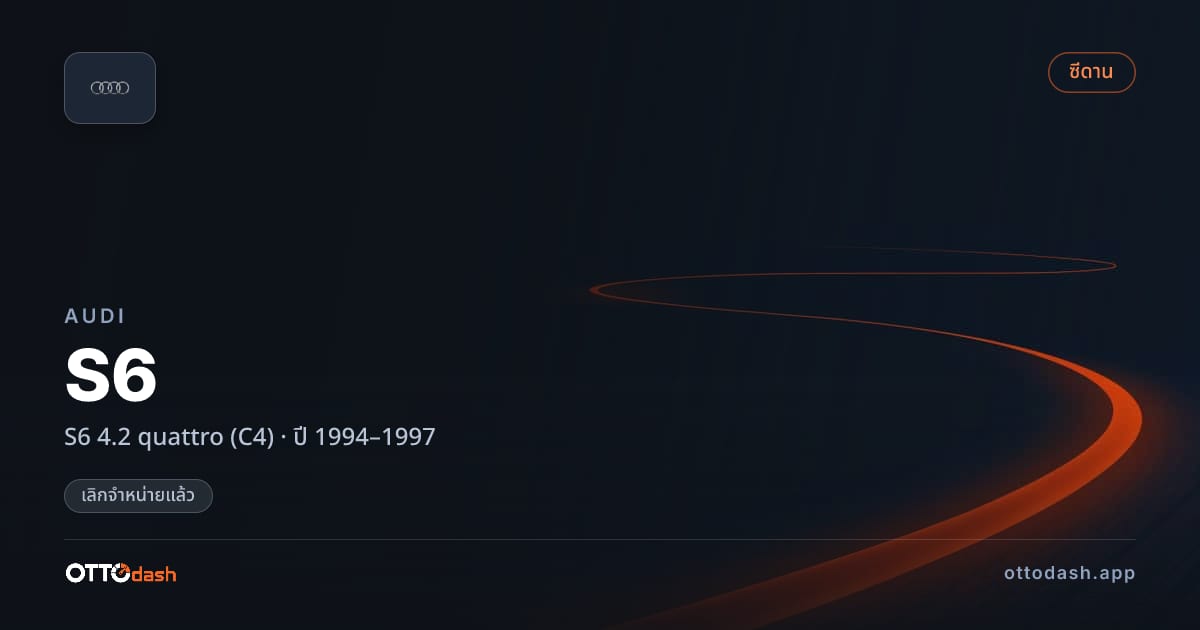 ราคา ออดี้ S6 4.2 quattro (C4) ปี 1994–1997 (ยกเลิกแล้ว) สเปค ไทย