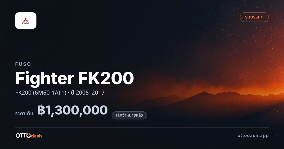 ราคา ฟูโซ Fighter FK200 FK200 (6M60-1AT1) ปี 2005–2017 (ยกเลิกแล้ว) สเปค ไทย