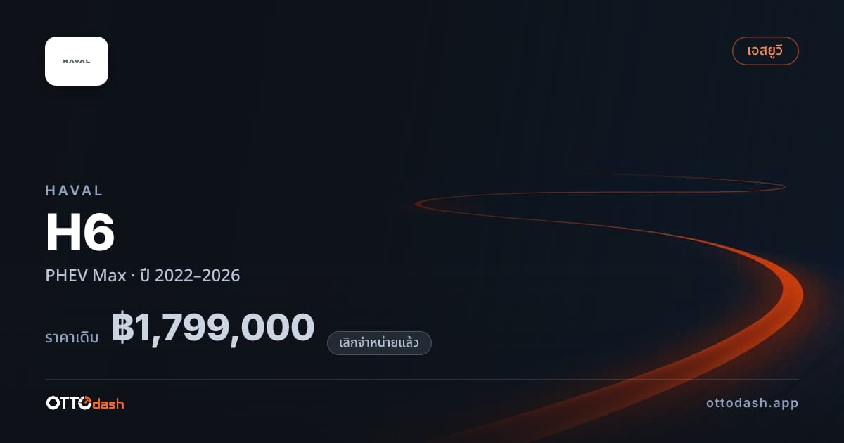 ราคา ฮาวาล เอช6 ปลั๊กอินไฮบริด Max ปี 2022–2026 (ยกเลิกแล้ว) สเปค ไทย