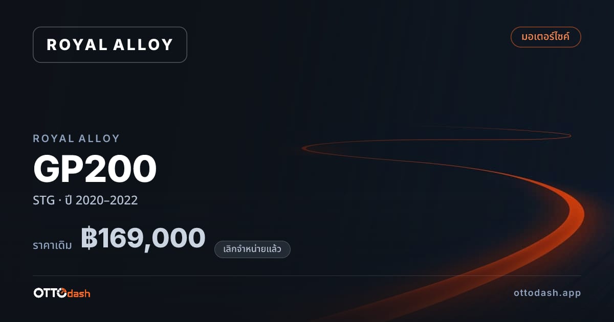 ราคา รอยัล อัลลอย GP200 STG ปี 2020–2022 (ยกเลิกแล้ว) สเปค ไทย