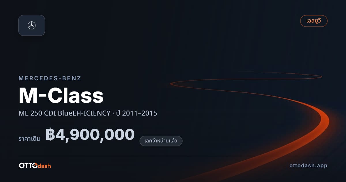 ราคา เบนซ์ M-Class ML 250 CDI BlueEFFICIENCY ปี 2011–2015 (ยกเลิกแล้ว) สเปค ไทย