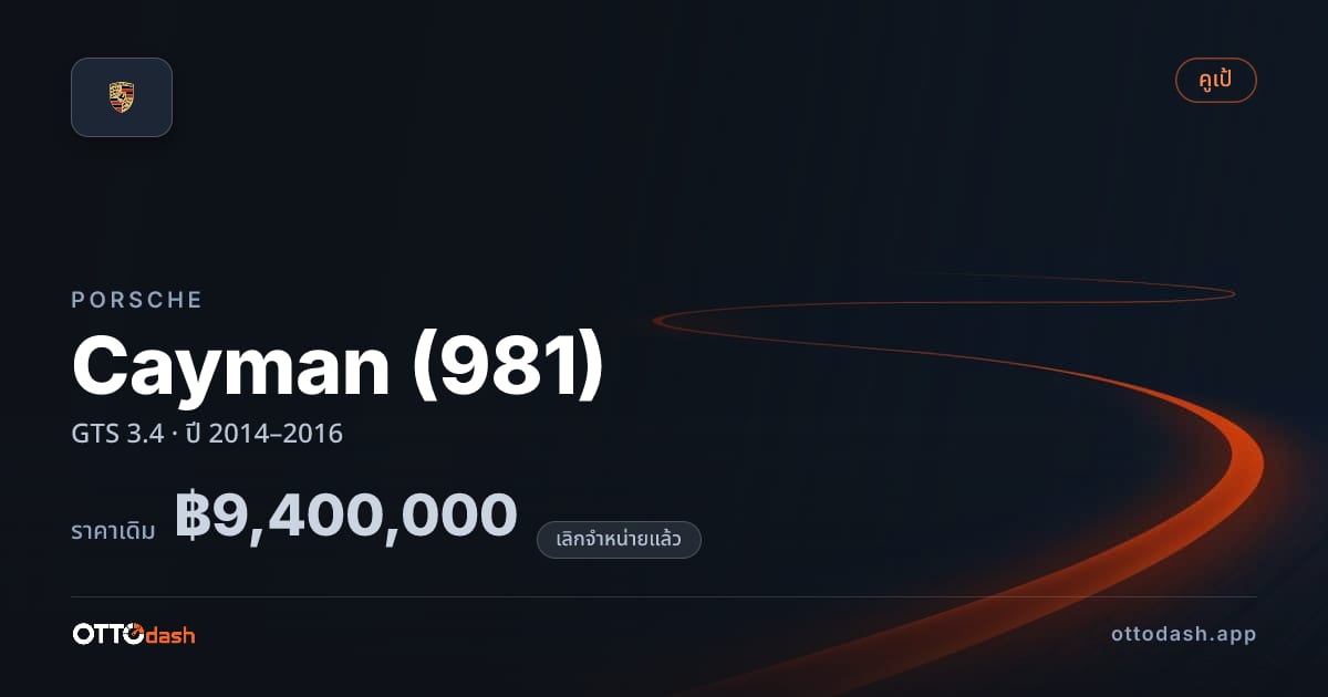 ราคา พอร์ช Cayman (981) GTS 3.4 ปี 2014–2016 (ยกเลิกแล้ว) สเปค ไทย