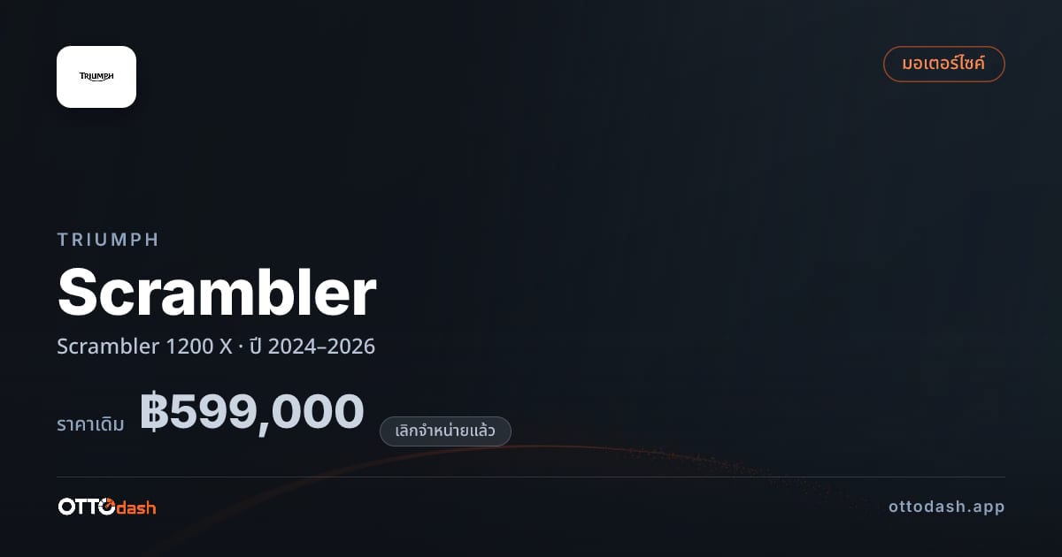 ราคา ไทรอัมพ์ สแครมเบอร์ 1200 X ปี 2024–2026 (ยกเลิกแล้ว) สเปค ไทย
