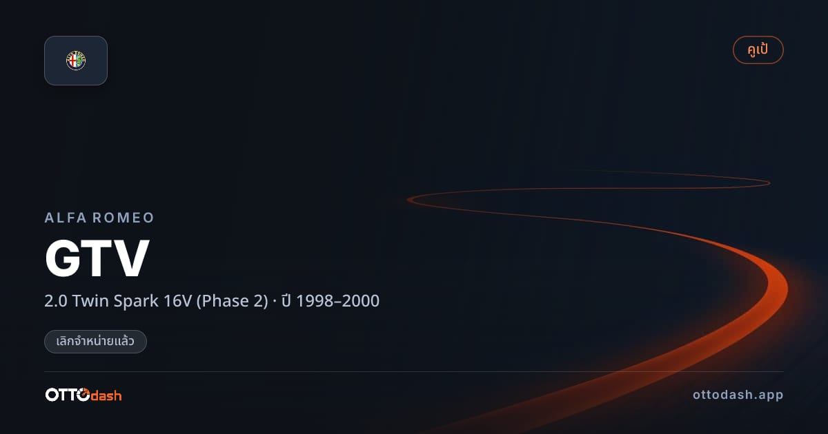 ราคา อัลฟา จีทีวี 2.0 Twin Spark 16V (Phase 2) ปี 1998–2000 (ยกเลิกแล้ว) สเปค ไทย