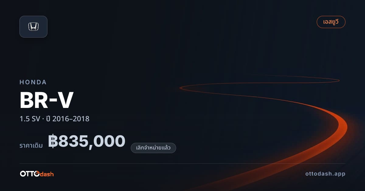 ราคา ฮอนด้า บีอาร์วี 1.5 SV ปี 2016–2018 (ยกเลิกแล้ว) สเปค ไทย