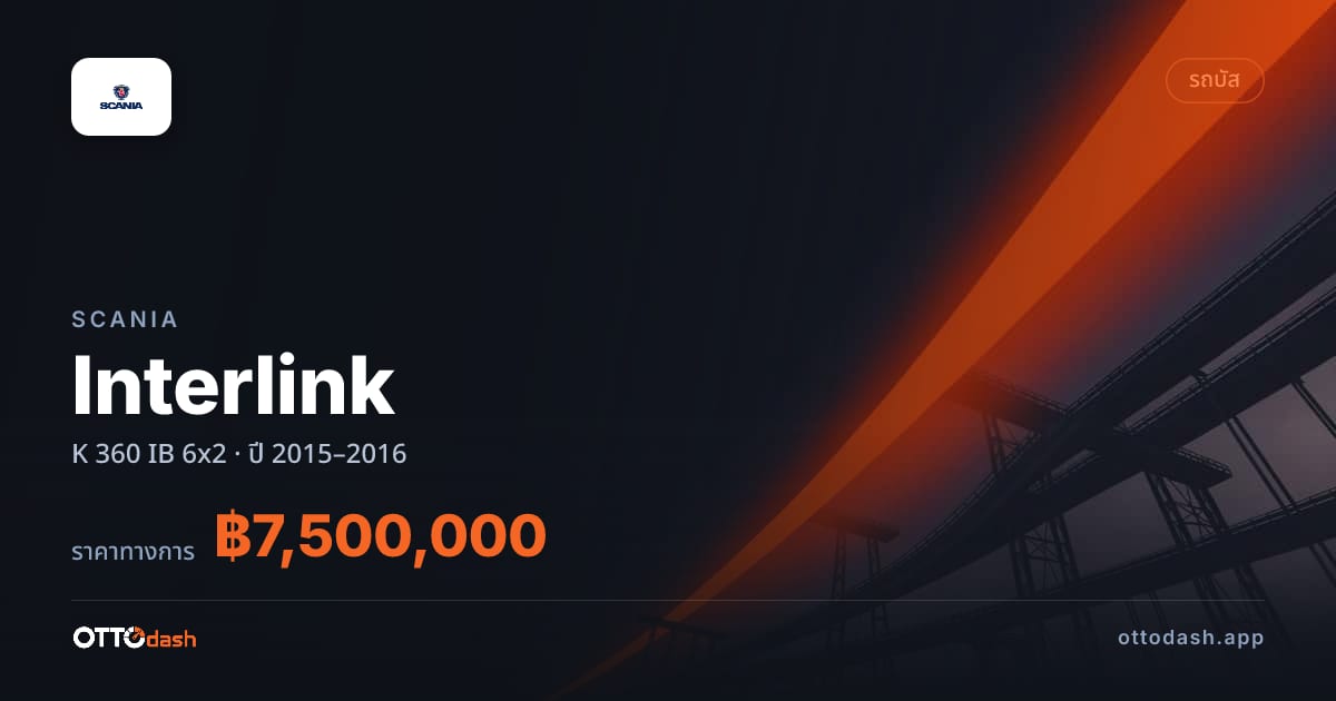 ราคา สแกนเนีย Interlink K 360 IB 6x2 ปี 2015–2016 สเปค ไทย