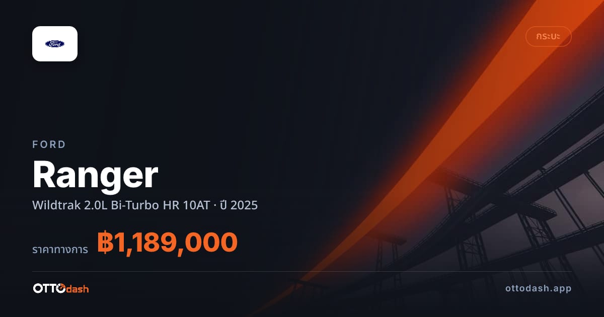 ราคา ฟอร์ด เรนเจอร์ Wildtrak 2.0L ไบเทอร์โบ HR 10AT ปี 2025–ปัจจุบัน สเปค ไทย