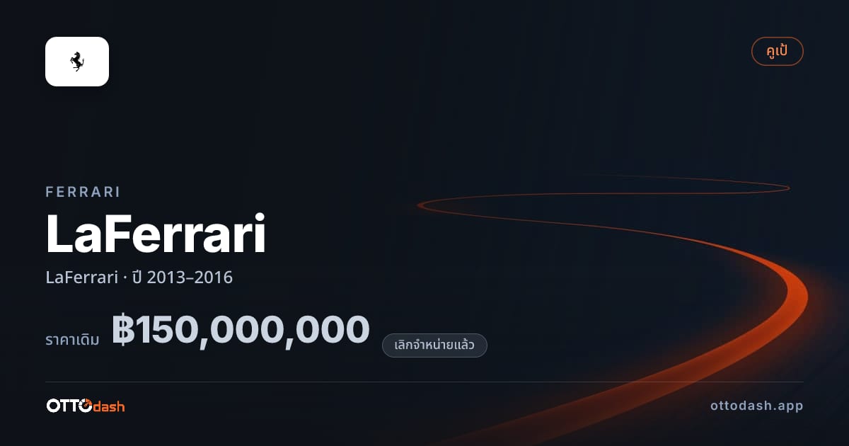 ราคา เฟอร์รารี LaFerrari ปี 2013–2016 (ยกเลิกแล้ว) สเปค ไทย