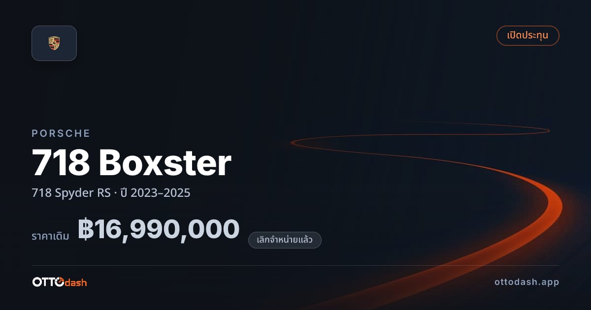 ราคา พอร์ช 718 Boxster 718 Spyder RS ปี 2023–2025 (ยกเลิกแล้ว) สเปค ไทย