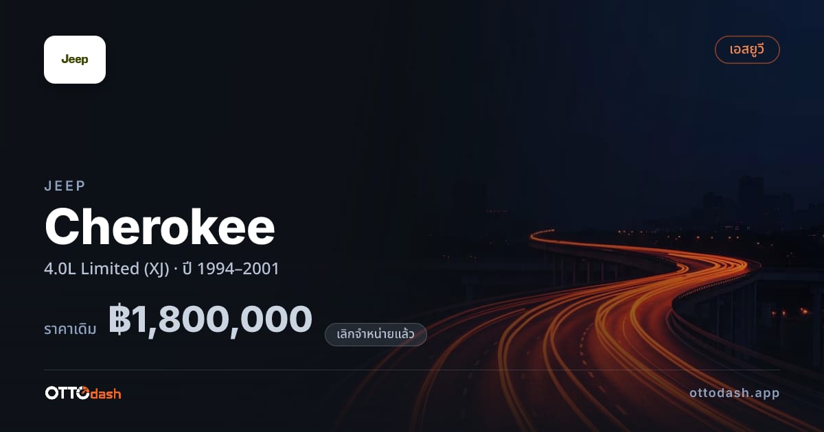 ราคา จี๊ป Cherokee 4.0L ลิมิเตด (XJ) ปี 1994–2001 (ยกเลิกแล้ว) สเปค ไทย