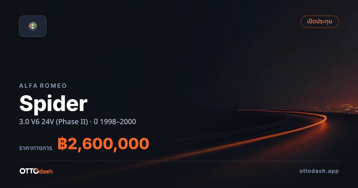 ราคา อัลฟา สไปเดอร์ 3.0 V6 24V (Phase II) ปี 1998–2000 สเปค ไทย