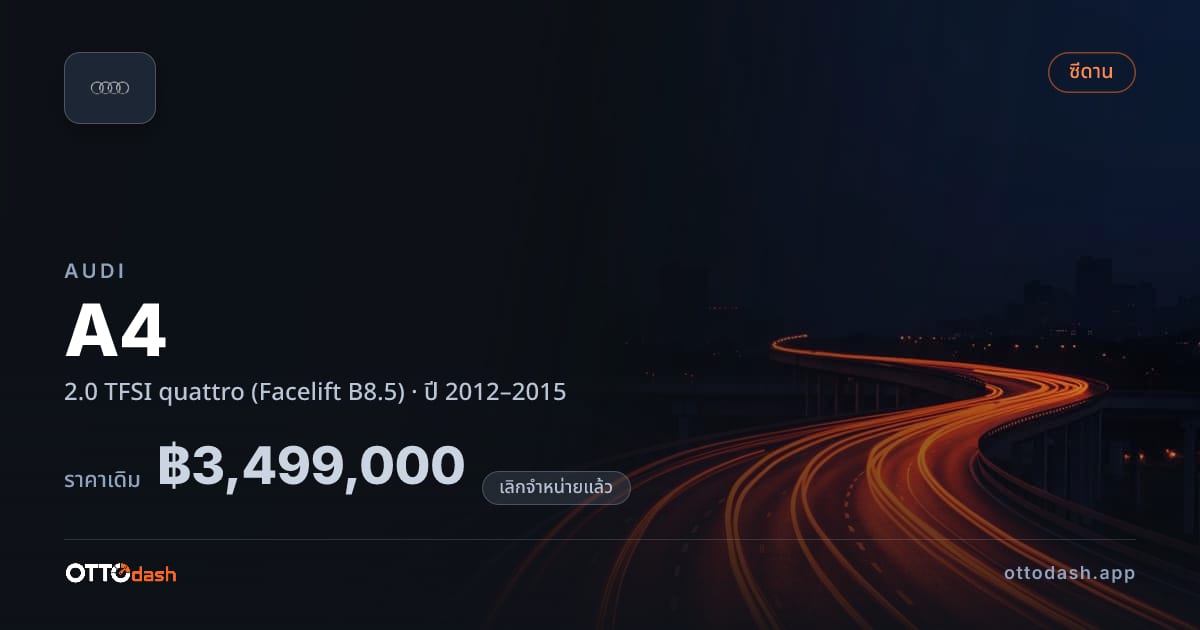 ราคา ออดี้ เอ 4 2.0 TFSI quattro (Facelift B8.5) ปี 2012–2015 (ยกเลิกแล้ว) สเปค ไทย