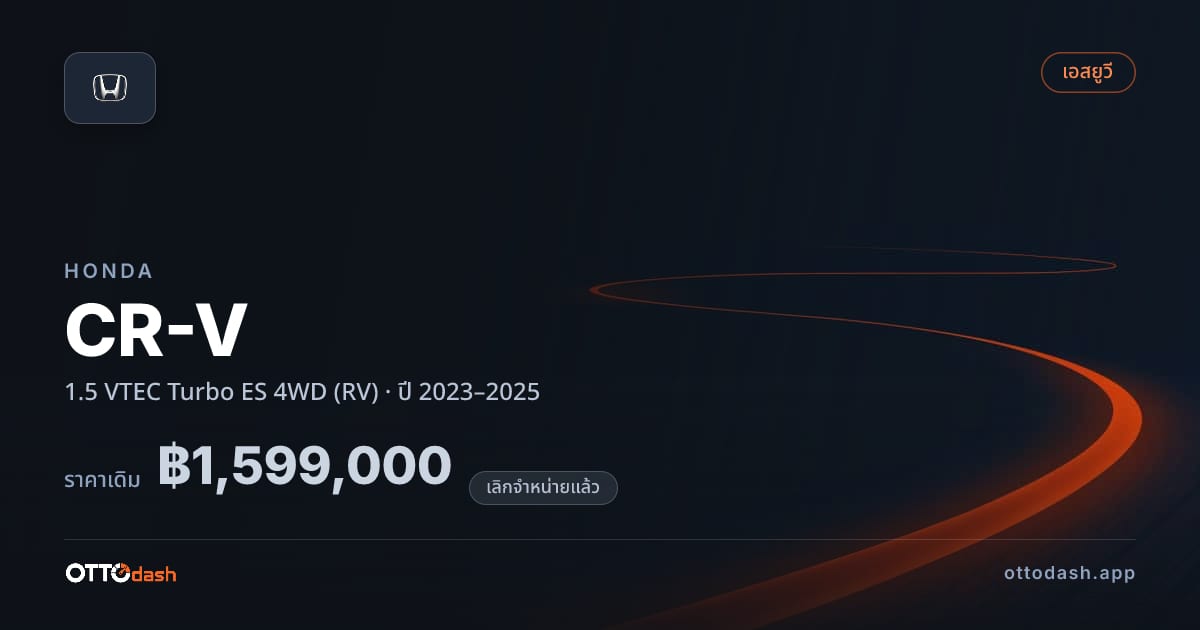 ราคา ฮอนด้า ซีอาร์วี 1.5 VTEC เทอร์โบ ES 4 ล้อ (RV) ปี 2023–2025 (ยกเลิกแล้ว) สเปค ไทย