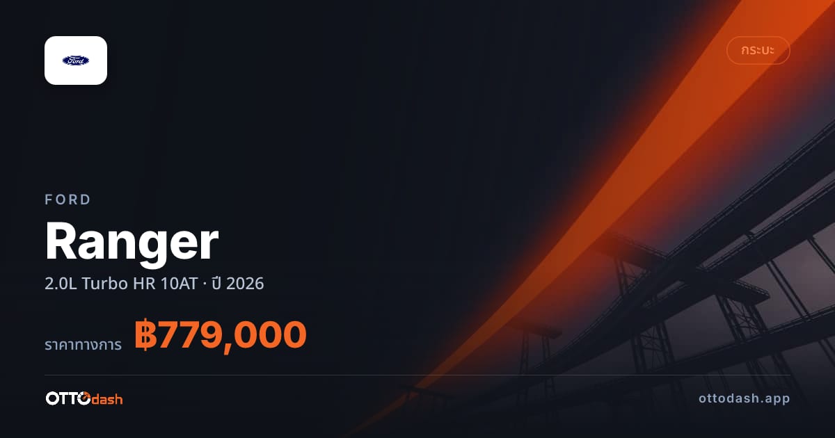 ราคา ฟอร์ด เรนเจอร์ 2.0L Turbo HR 10AT ปี 2026–ปัจจุบัน สเปค ไทย