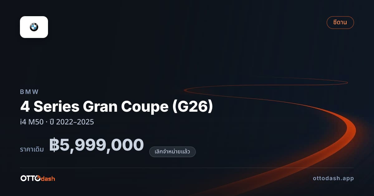 ราคา บีเอ็มดับบลิว 4 Series Gran Coupe (G26) i4 M50 ปี 2022–2025 (ยกเลิกแล้ว) สเปค ไทย