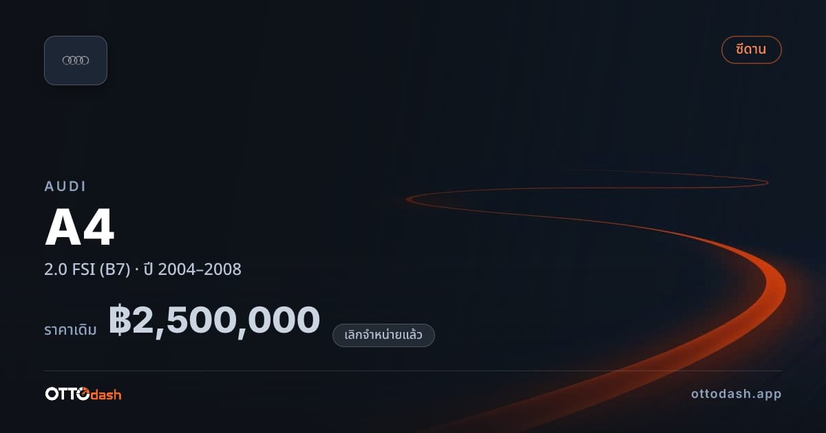 ราคา ออดี้ เอ 4 2.0 FSI (B7) ปี 2004–2008 (ยกเลิกแล้ว) สเปค ไทย