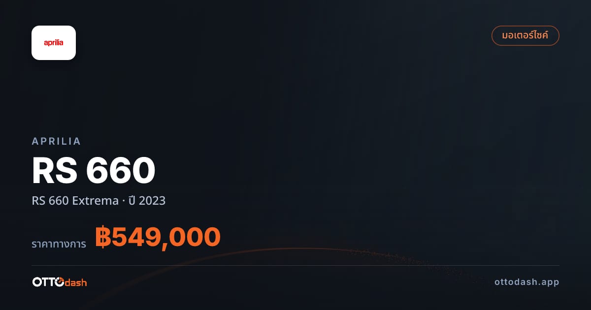 ราคา อาพริเลีย RS 660 Extrema ปี 2023–ปัจจุบัน สเปค ไทย