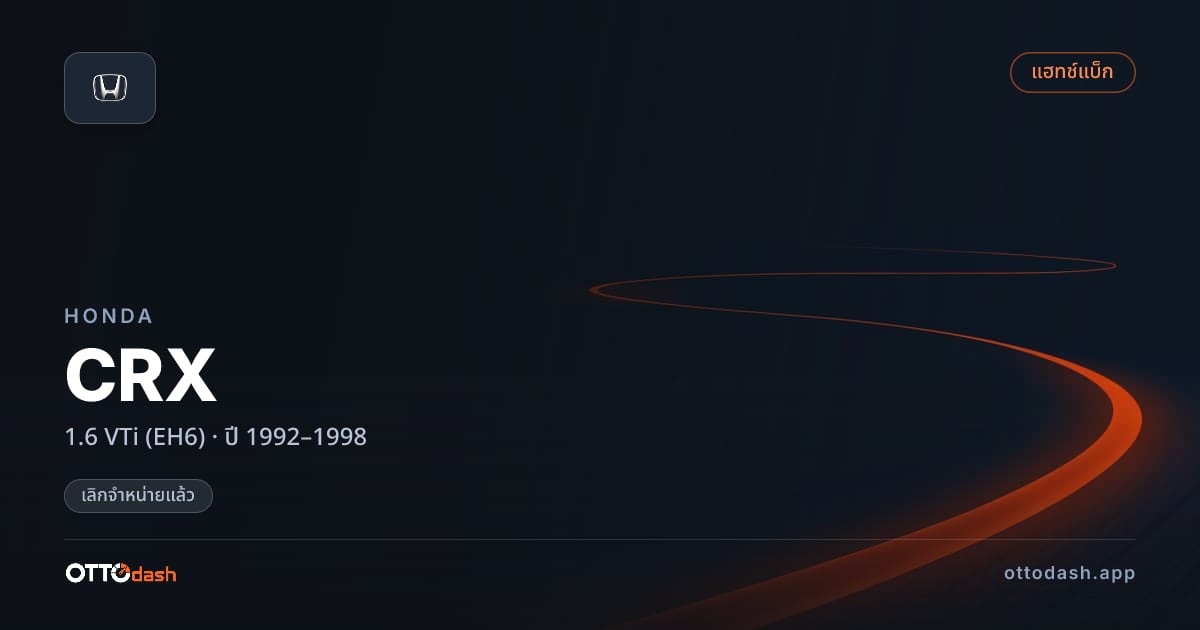 ราคา ฮอนด้า CRX 1.6 VTi (EH6) ปี 1992–1998 (ยกเลิกแล้ว) สเปค ไทย