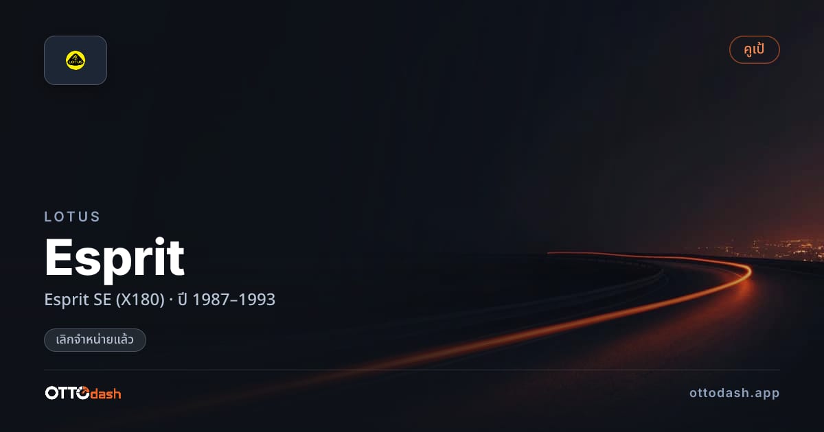 ราคา โลตัส เอสปรี SE (X180) ปี 1987–1993 (ยกเลิกแล้ว) สเปค ไทย