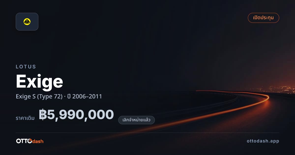 ราคา โลตัส Exige S (Type 72) ปี 2006–2011 (ยกเลิกแล้ว) สเปค ไทย