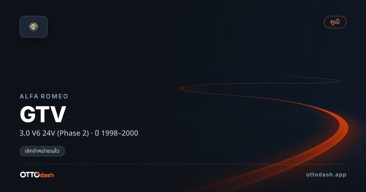 ราคา อัลฟา จีทีวี 3.0 V6 24V (Phase 2) ปี 1998–2000 (ยกเลิกแล้ว) สเปค ไทย