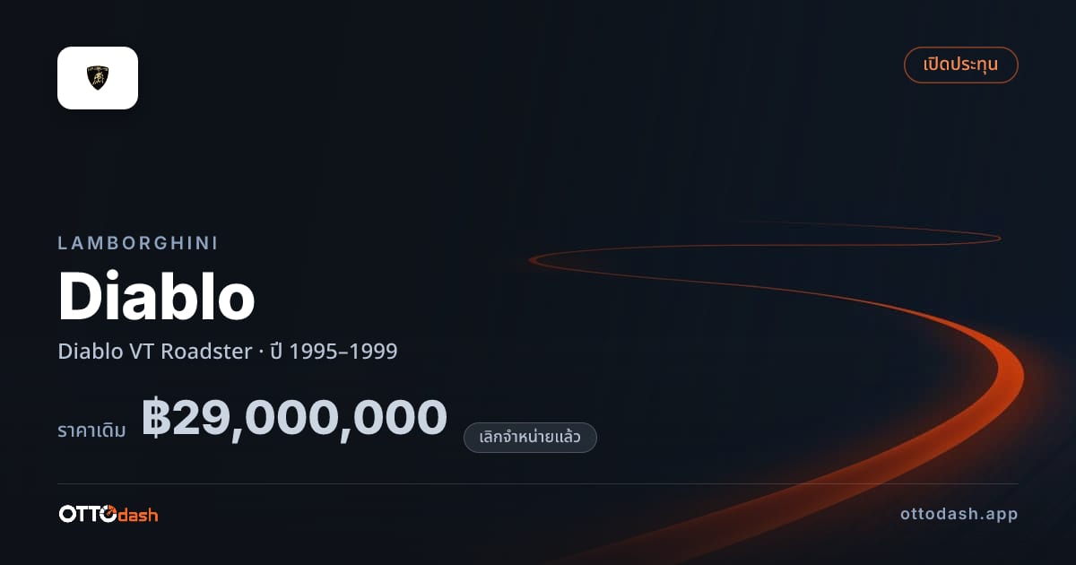 ราคา ลัมโบ ดิอาโบล VT โรดสเตอร์ ปี 1995–1999 (ยกเลิกแล้ว) สเปค ไทย