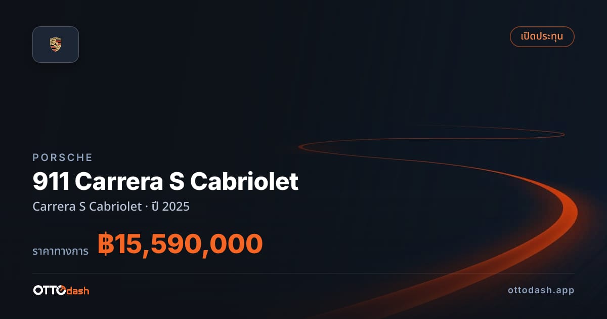 ราคา พอร์ช 911 Carrera S คาบริโอเลต์ ปี 2025–ปัจจุบัน สเปค ไทย