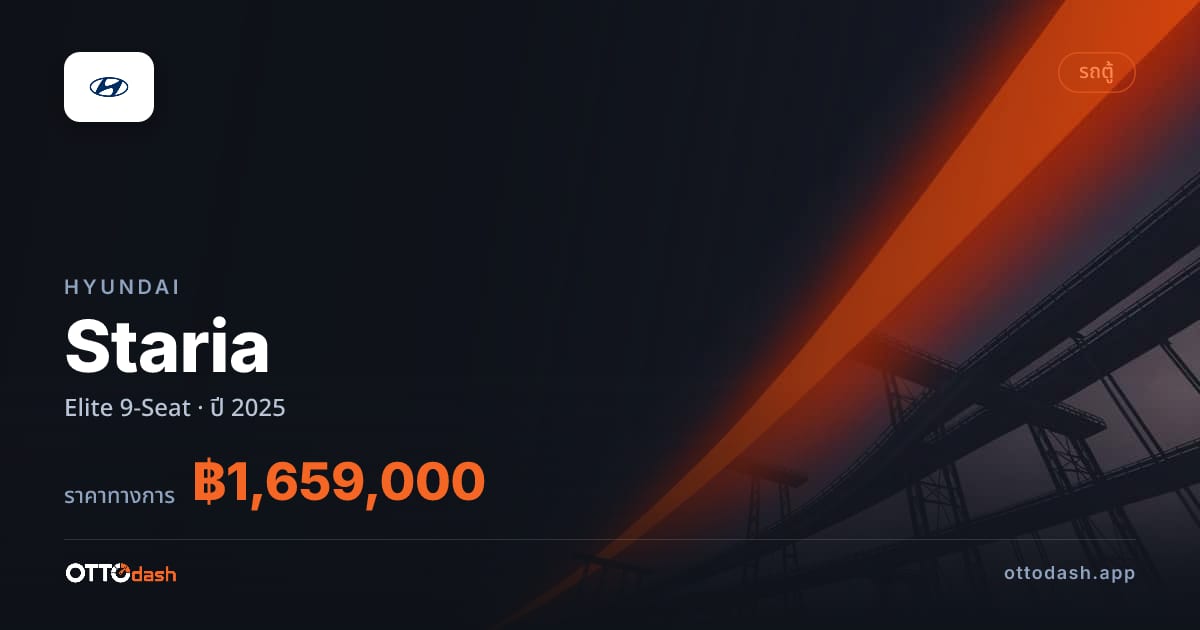 ราคา ฮุนได สตาเรีย อีลิท 9-Seat ปี 2025–ปัจจุบัน สเปค ไทย