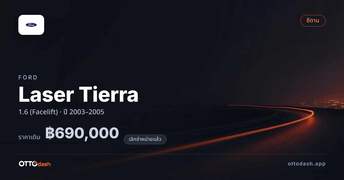 ราคา ฟอร์ด Laser Tierra 1.6 (Facelift) ปี 2003–2005 (ยกเลิกแล้ว) สเปค ไทย