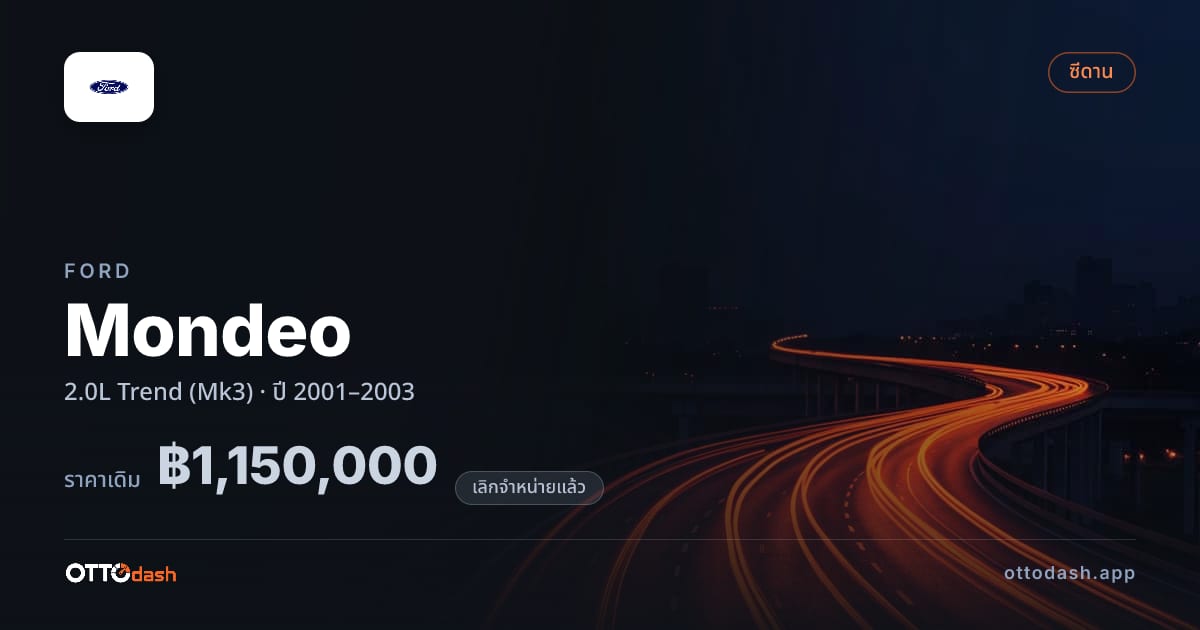 ราคา ฟอร์ด มอนดิโอ 2.0L Trend (Mk3) ปี 2001–2003 (ยกเลิกแล้ว) สเปค ไทย