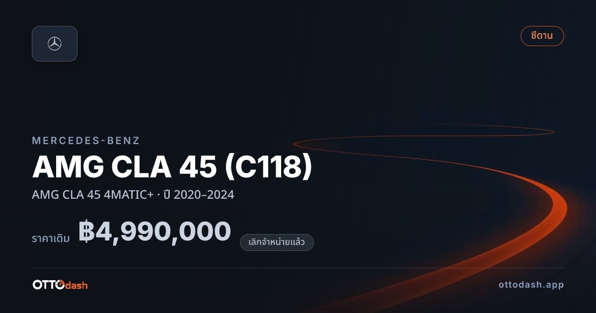 ราคา เบนซ์ AMG CLA 45 (C118) AMG CLA 45 4MATIC+ ปี 2020–2024 (ยกเลิกแล้ว) สเปค ไทย