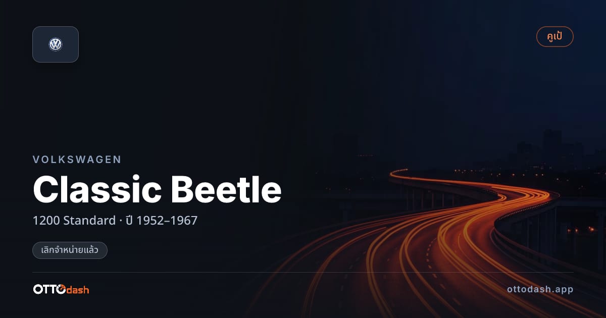 ราคา โฟล์ค Classic Beetle 1200 มาตรฐาน ปี 1952–1967 (ยกเลิกแล้ว) สเปค ไทย