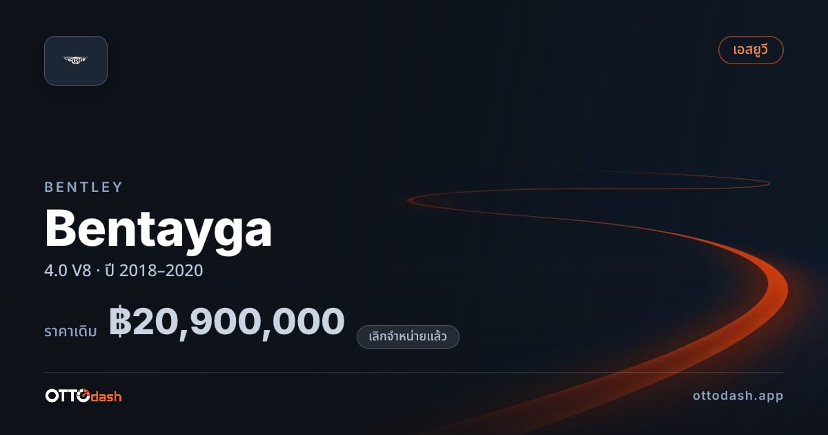 ราคา เบนลีย์ เบนทาก้า 4.0 V8 ปี 2018–2020 (ยกเลิกแล้ว) สเปค ไทย