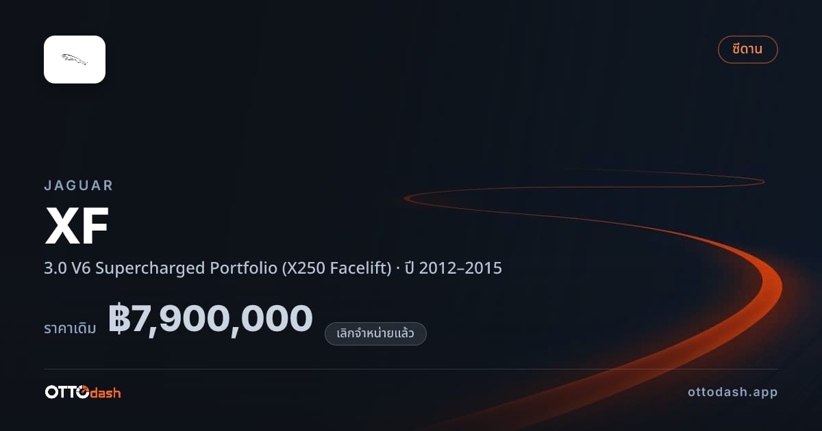 ราคา จากัวร์ XF 3.0 V6 ซูเปอร์ชาร์จ Portfolio (X250 Facelift) ปี 2012–2015 (ยกเลิกแล้ว) สเปค ไทย