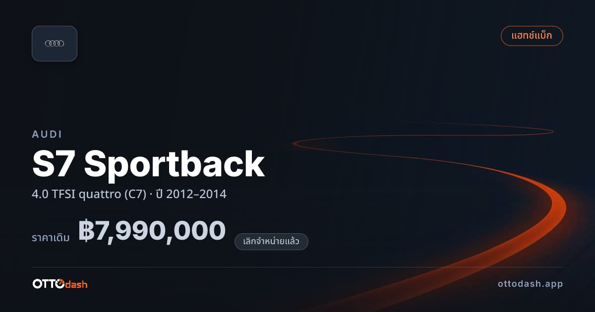 ราคา ออดี้ S7 Sportback 4.0 TFSI quattro (C7) ปี 2012–2014 (ยกเลิกแล้ว) สเปค ไทย