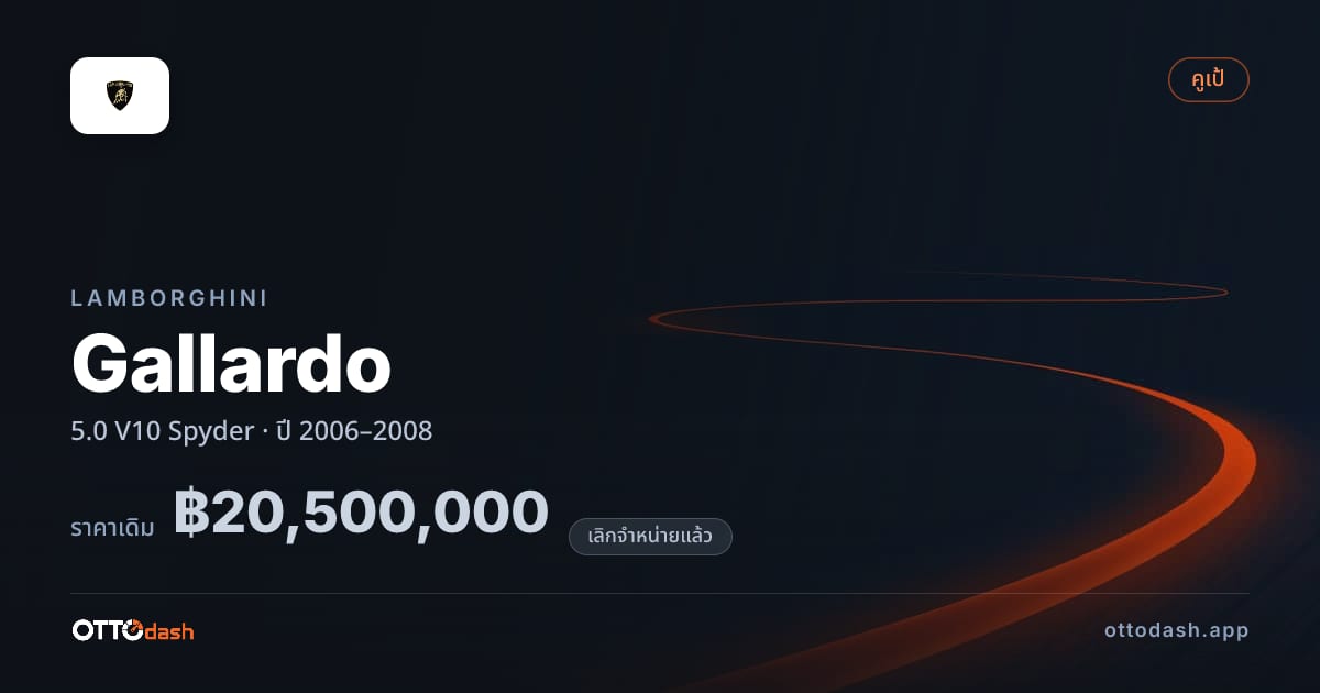 ราคา ลัมโบ กายาร์โด 5.0 V10 Spyder ปี 2006–2008 (ยกเลิกแล้ว) สเปค ไทย