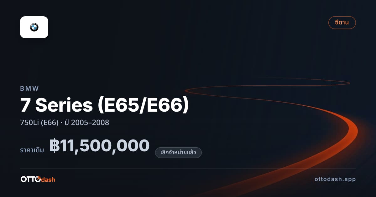 ราคา บีเอ็มดับบลิว ซีรีส์ 7 750Li (E66) ปี 2005–2008 (ยกเลิกแล้ว) สเปค ไทย