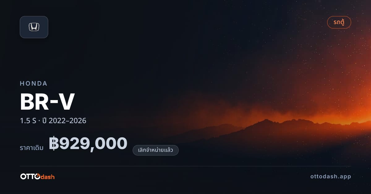 ราคา ฮอนด้า บีอาร์วี 1.5 S ปี 2022–2026 (ยกเลิกแล้ว) สเปค ไทย