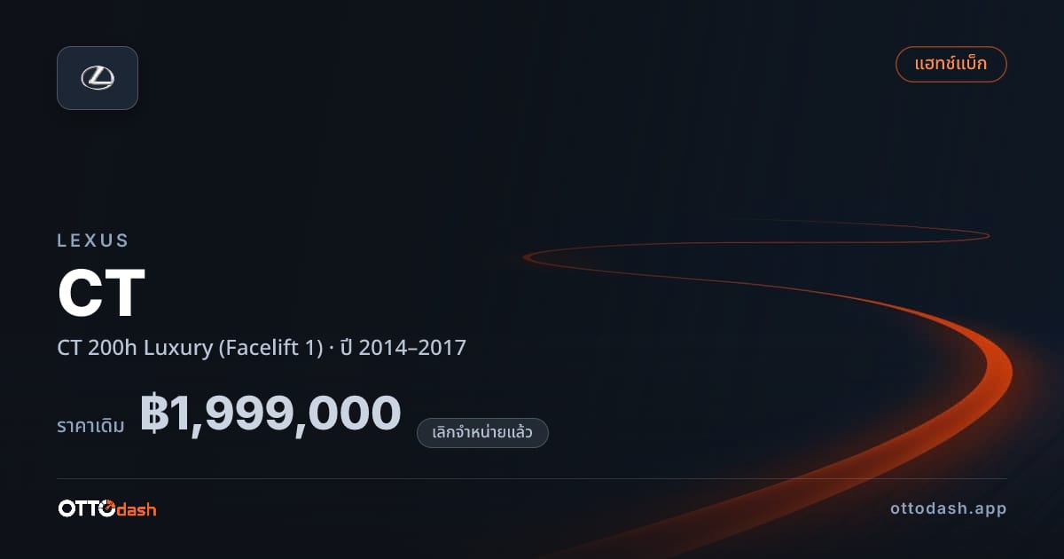 ราคา เล็กซัส CT 200h ลักชูรี่ (Facelift 1) ปี 2014–2017 (ยกเลิกแล้ว) สเปค ไทย