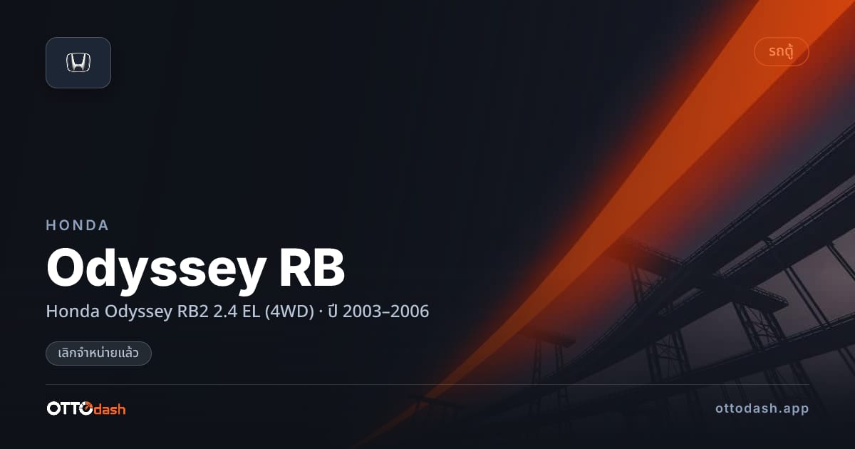ราคา ฮอนด้า Odyssey RB Honda Odyssey RB2 2.4 EL (4WD) ปี 2003–2006 (ยกเลิกแล้ว) สเปค ไทย